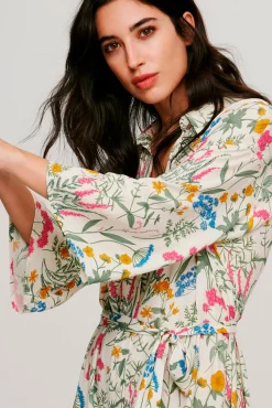 Vila Vestido Camisero Floral Gris