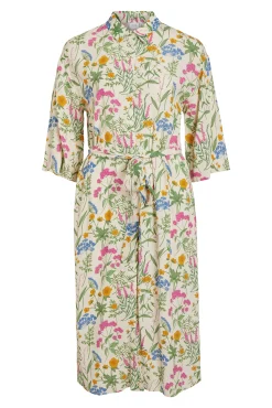 Vila Vestido Camisero Floral Gris