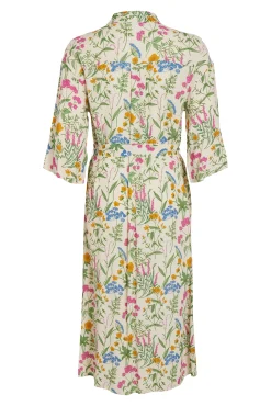 Vila Vestido Camisero Floral Gris