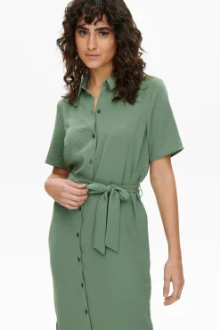 JDY Vestido Camisero Manga Corta Verde Sale