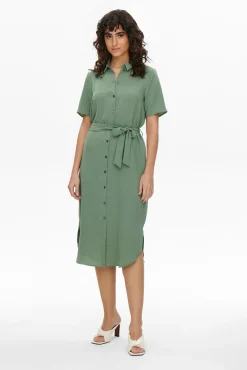 JDY Vestido Camisero Manga Corta Verde Sale