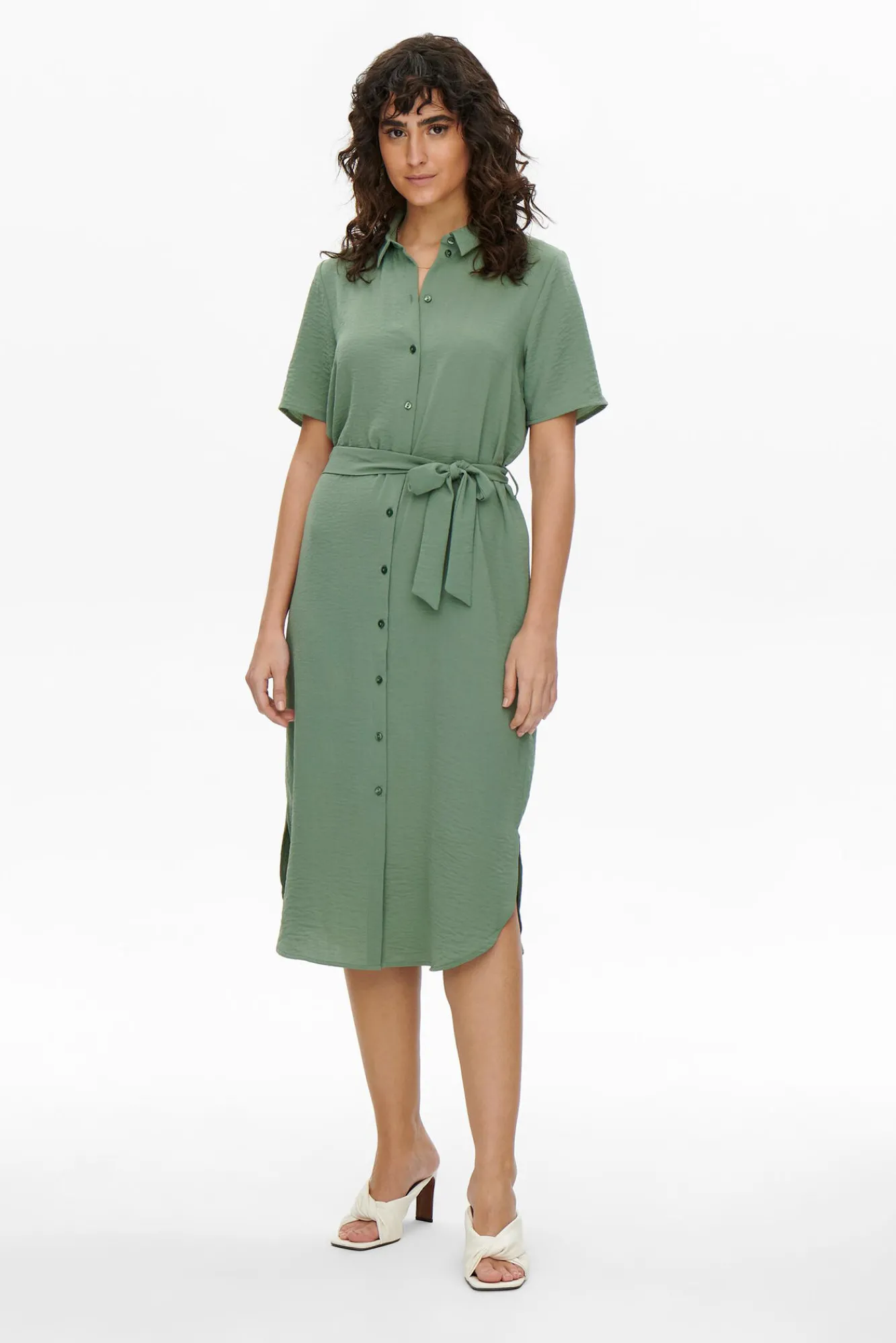 JDY Vestido Camisero Manga Corta Verde Sale