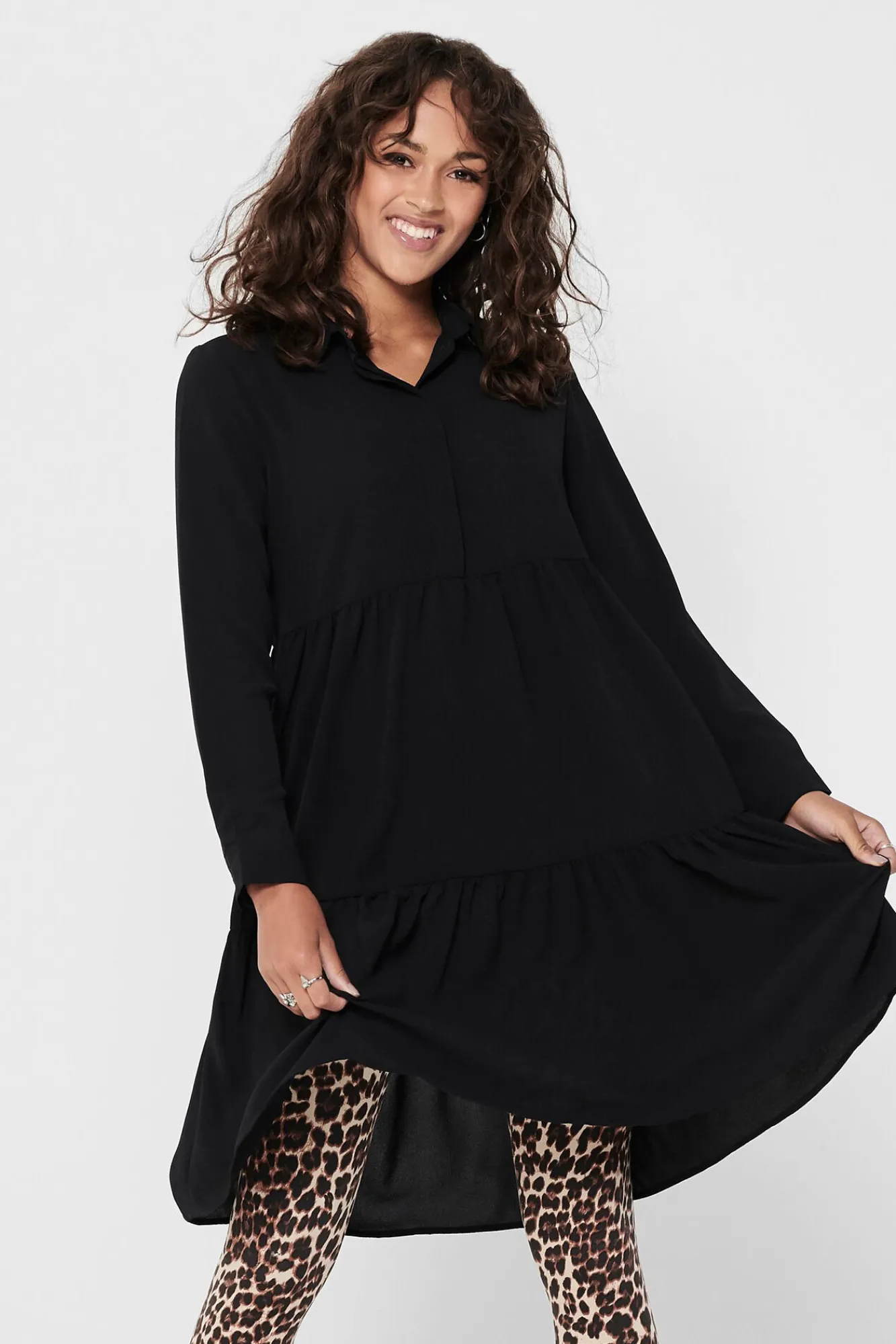 JDY Vestido Camisero Midi Negro Clearance
