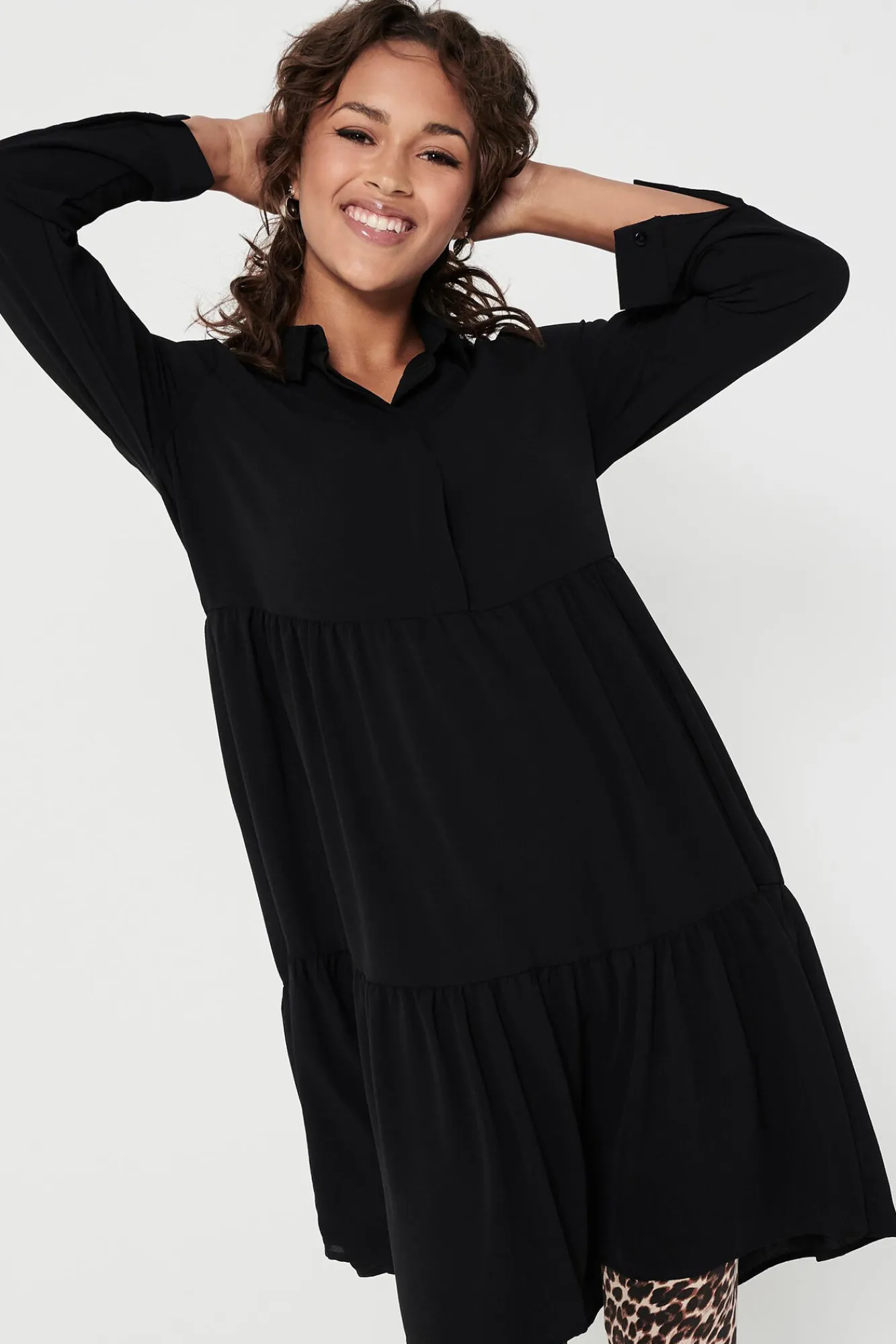 JDY Vestido Camisero Midi Negro Clearance