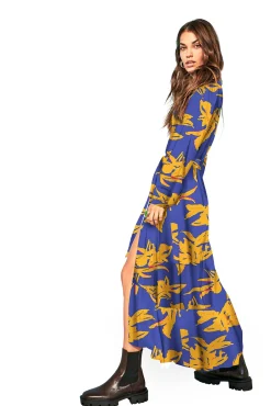 Only Vestido Camisero Midi Azul Oscuro