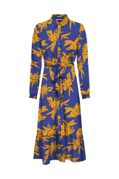 Only Vestido Camisero Midi Azul Oscuro
