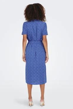 JDY Vestido Camisero Midi Azul Medio Discount