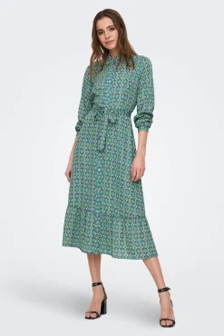 Only Vestido Camisero Midi Turquesa