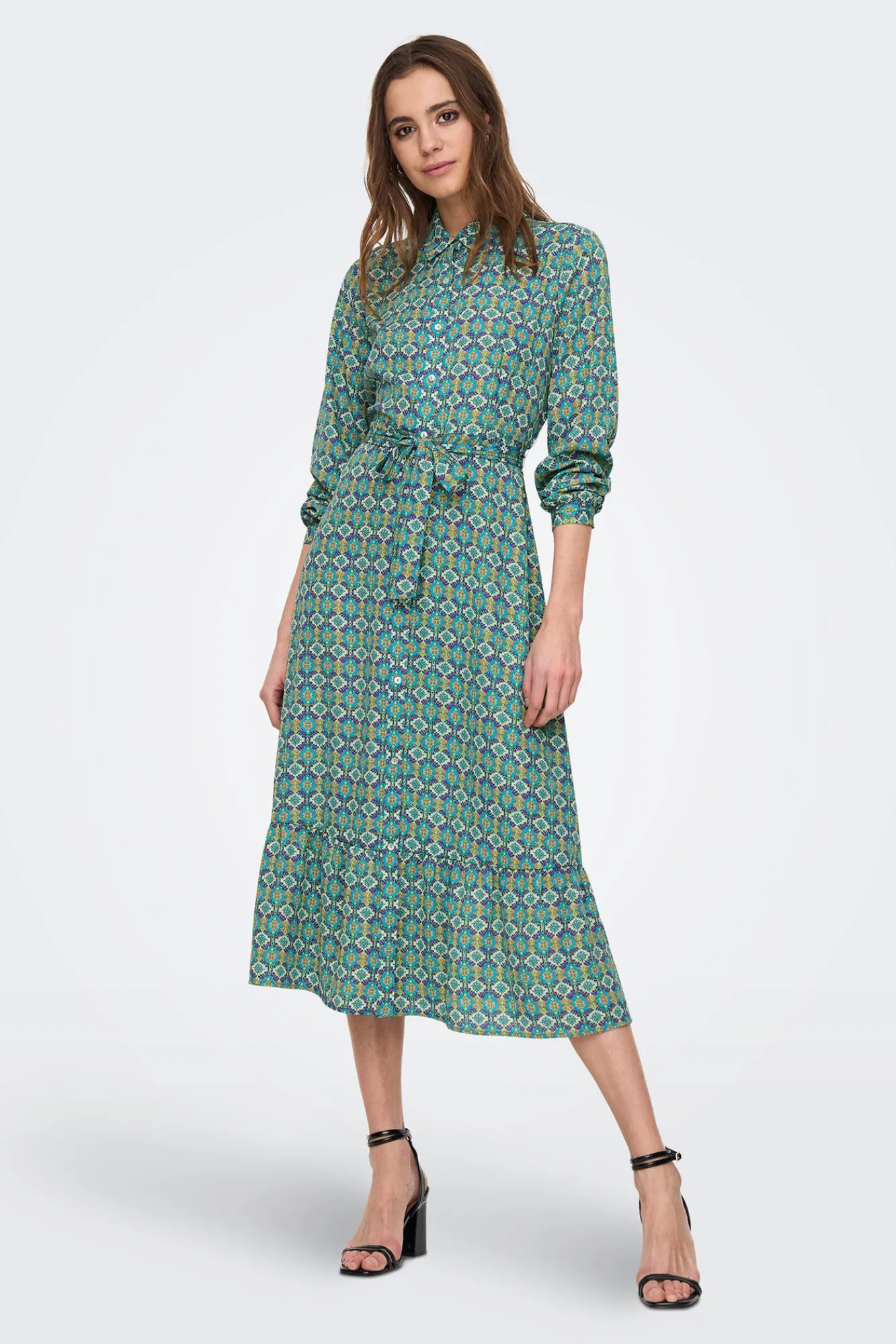 Only Vestido Camisero Midi Turquesa