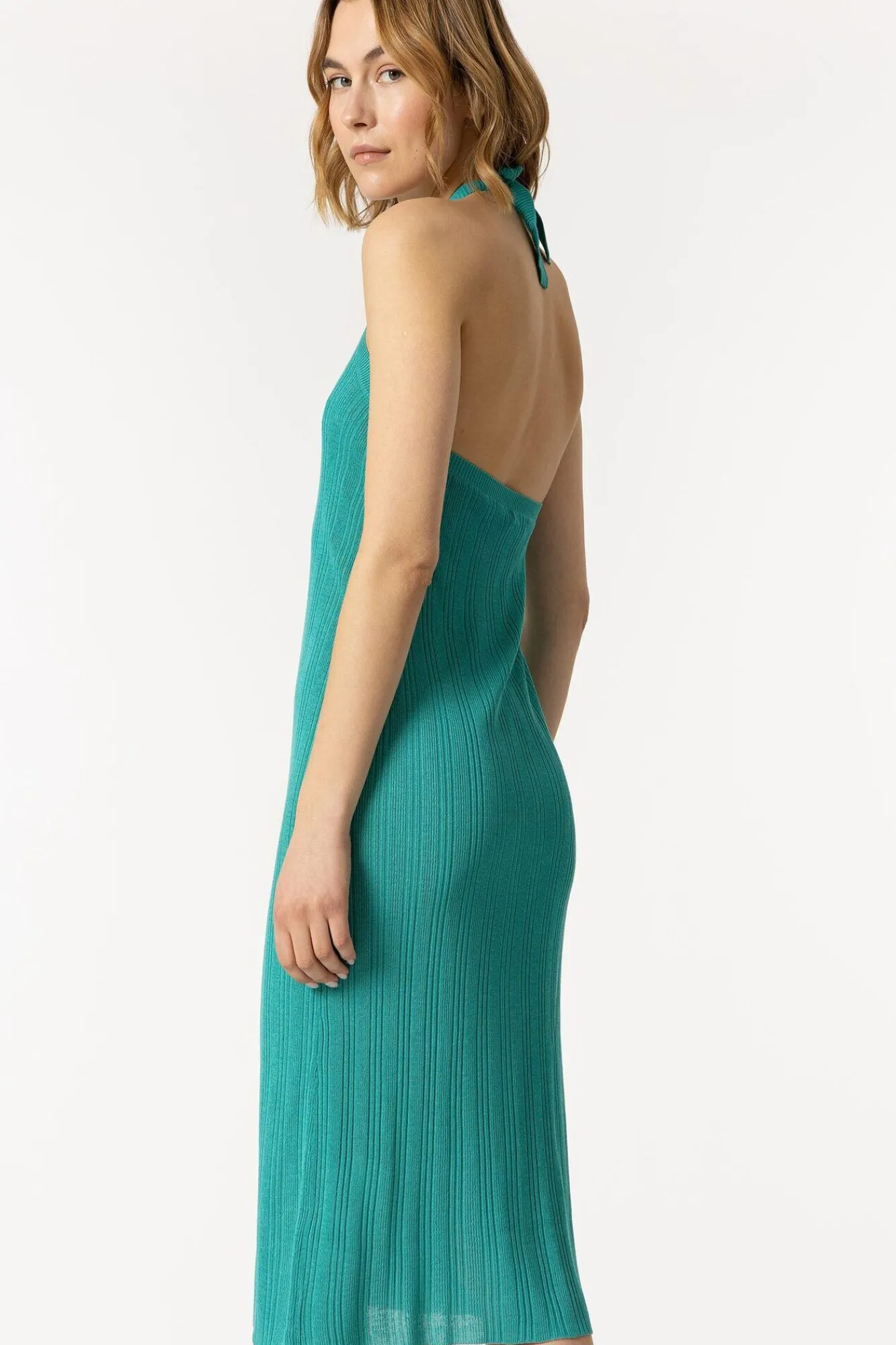Tiffosi Vestido Canale Con Cuello Halter Verde Discount