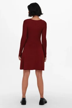 Only Vestido Canale Manga Larga Rojo Clearance