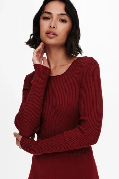Only Vestido Canale Manga Larga Rojo Clearance
