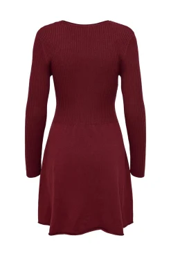 Only Vestido Canale Manga Larga Rojo Clearance