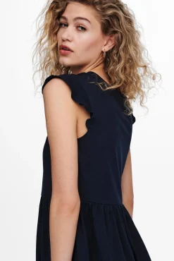 Only Vestido Con Volantes Azul Medio New