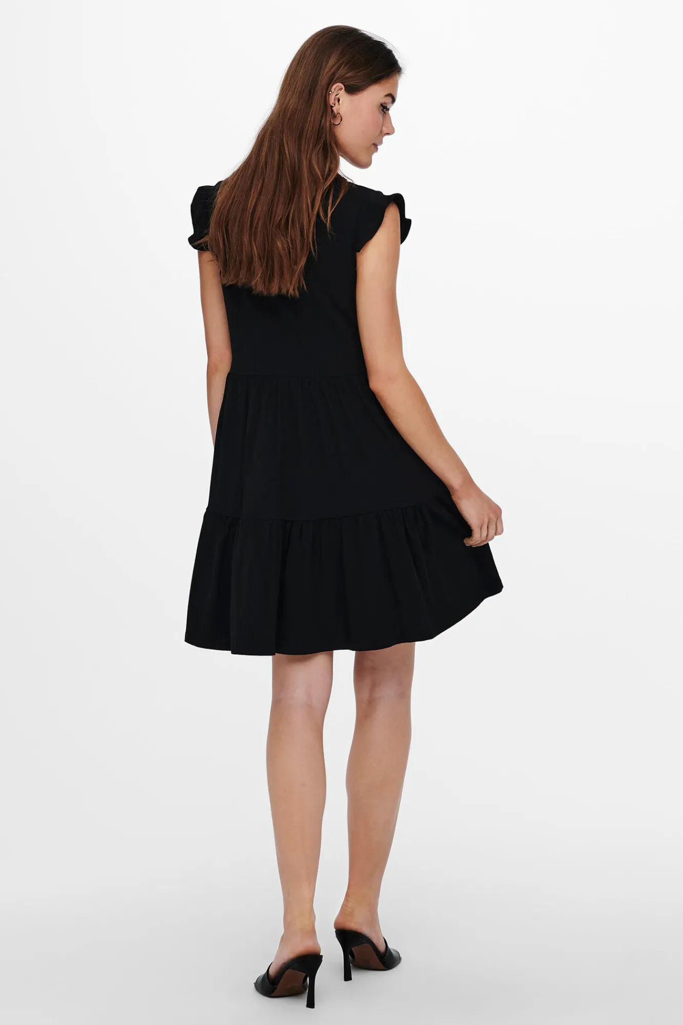 Only Vestido Con Volantes Negro Hot