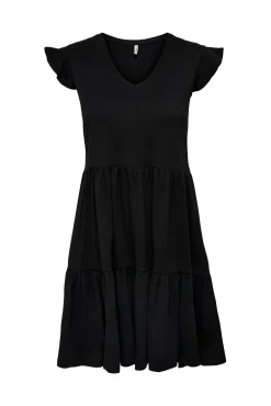 Only Vestido Con Volantes Negro Hot