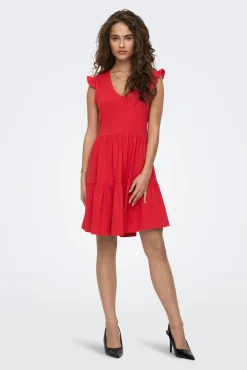 Only Vestido Con Volantes Rojo Best