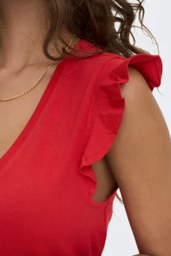Only Vestido Con Volantes Rojo Best