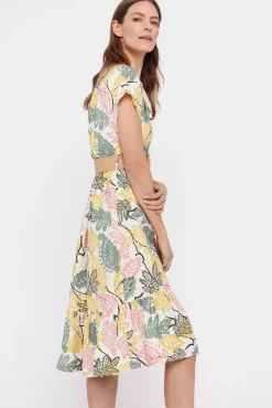 Cortefiel Vestido Confort Cinturon Estampado Blanco