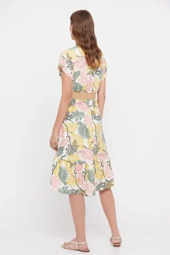 Cortefiel Vestido Confort Cinturon Estampado Blanco