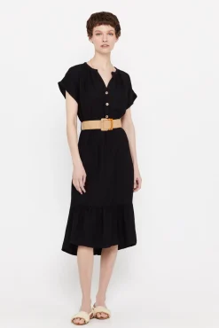 Cortefiel Vestido Confort Cinturon Negro Clearance