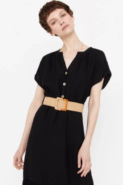 Cortefiel Vestido Confort Cinturon Negro Clearance