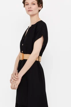 Cortefiel Vestido Confort Cinturon Negro Clearance