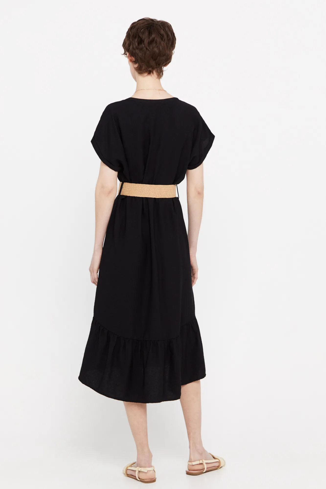 Cortefiel Vestido Confort Cinturon Negro Clearance