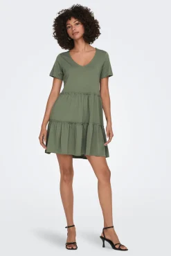JDY Vestido Corto A Capas Manga Corta Verde Sale