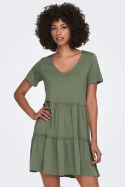JDY Vestido Corto A Capas Manga Corta Verde Sale