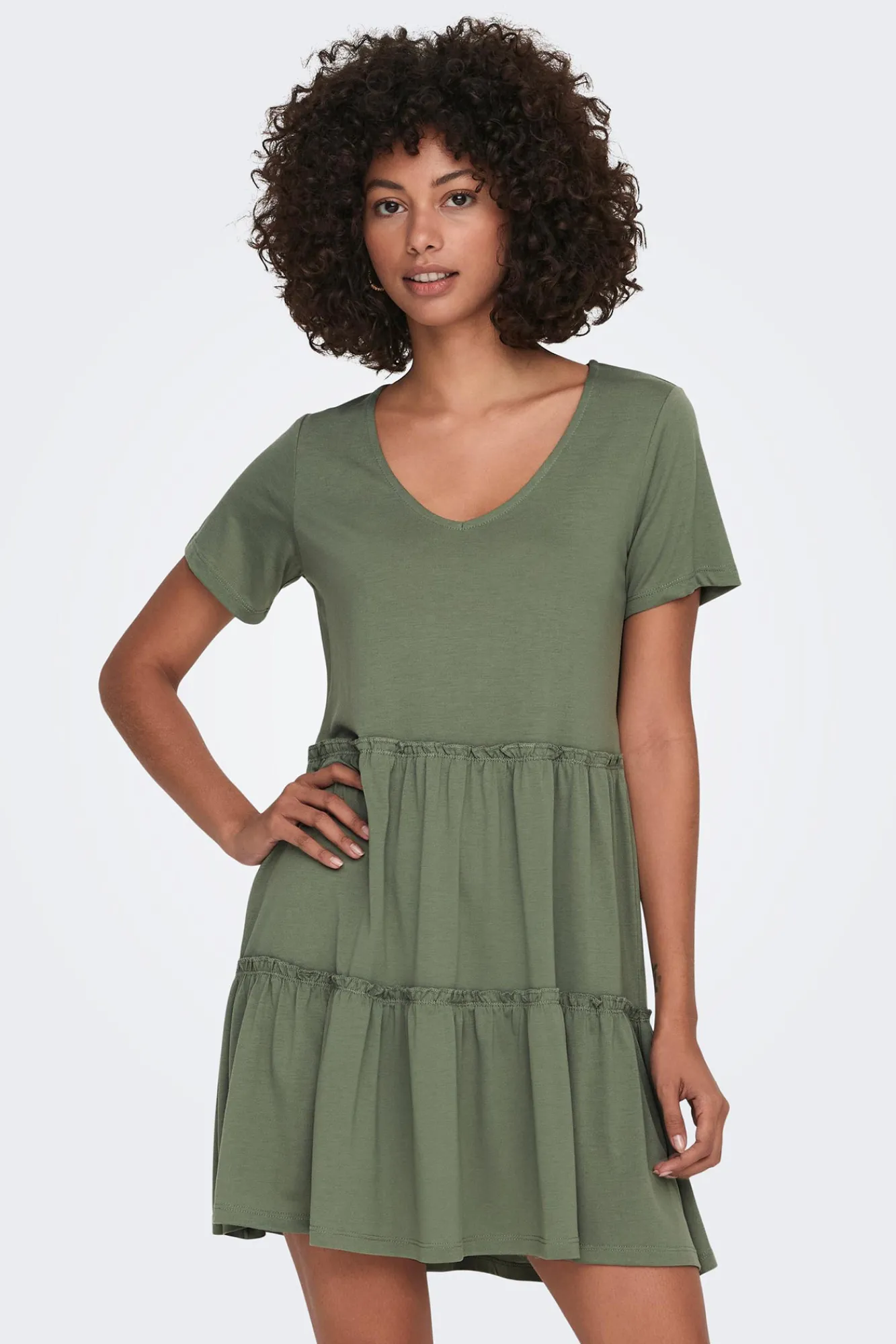 JDY Vestido Corto A Capas Manga Corta Verde Sale
