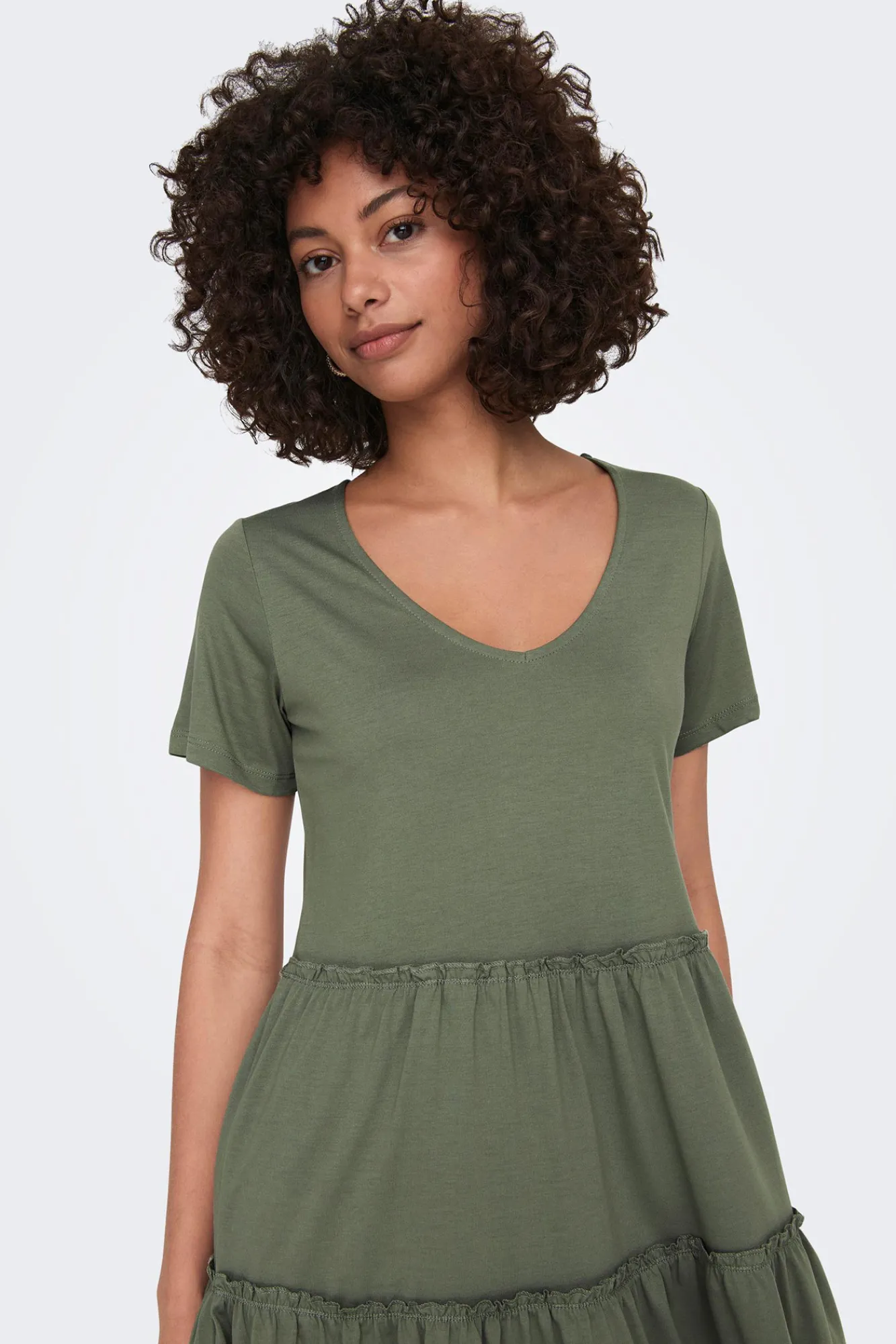 JDY Vestido Corto A Capas Manga Corta Verde Sale