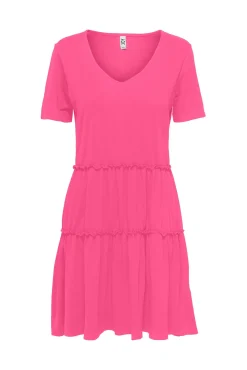 JDY Vestido Corto A Capas Manga Corta Rosa Discount