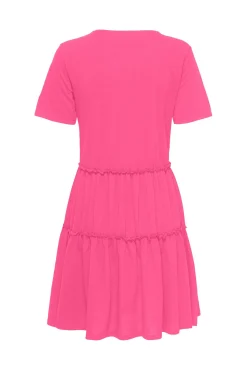 JDY Vestido Corto A Capas Manga Corta Rosa Discount