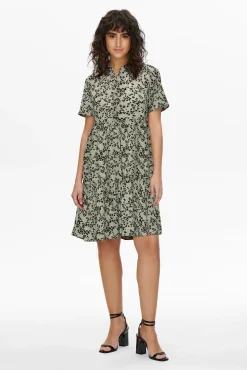 JDY Vestido Corto Camisero Verde Discount