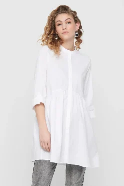 Only Vestido Corto Camisero Blanco Discount