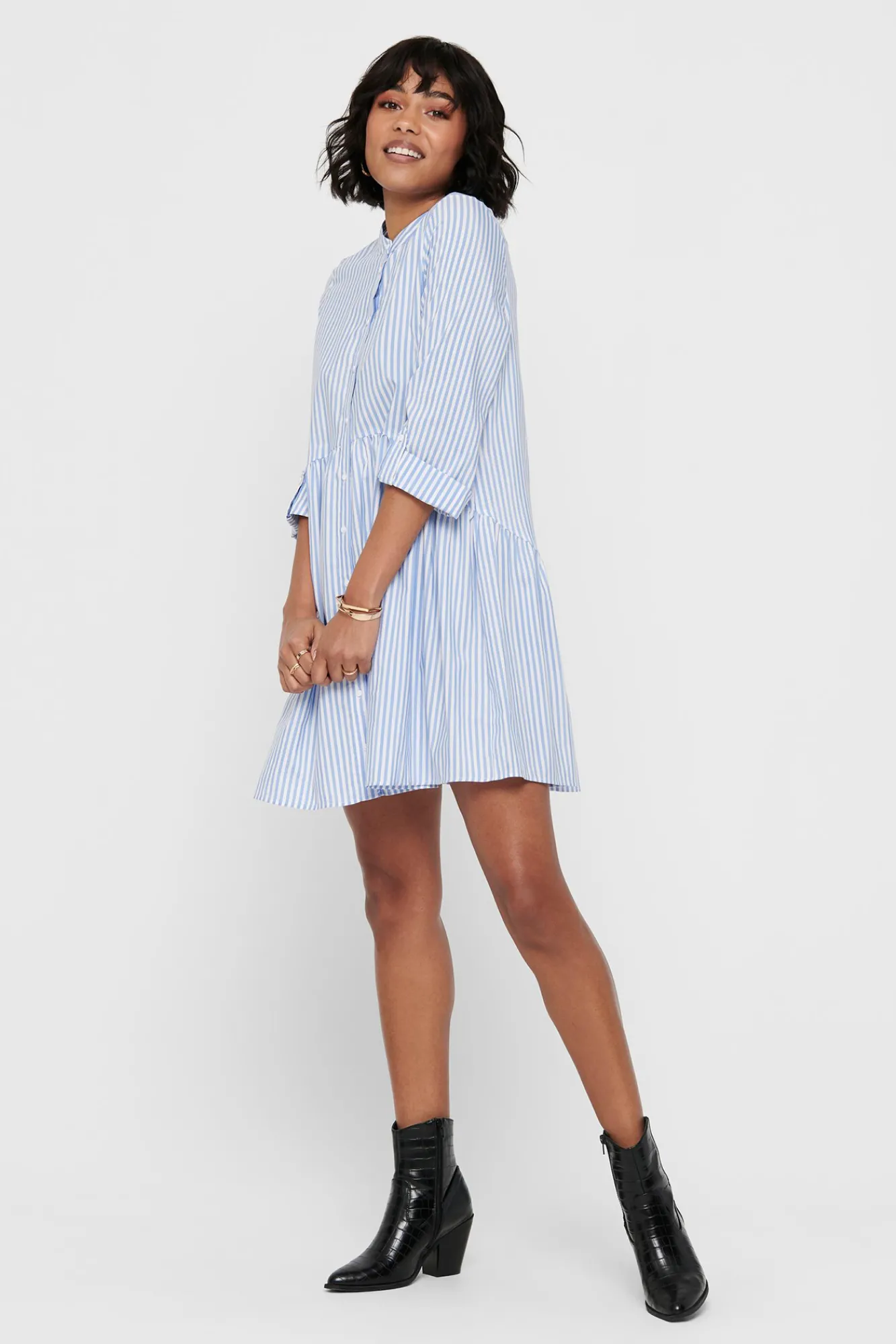 Only Vestido Corto Camisero Blanco New