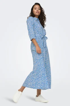 JDY Vestido Corto Camisero Azul Medio Discount