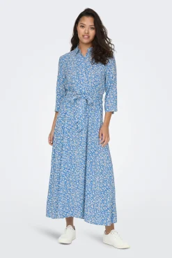 JDY Vestido Corto Camisero Azul Medio Discount