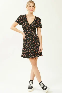 Pimkie Vestido Corto Con Botones Negro