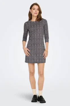Only Vestido Corto Con Magas 3/4 Estampado Gris Hot