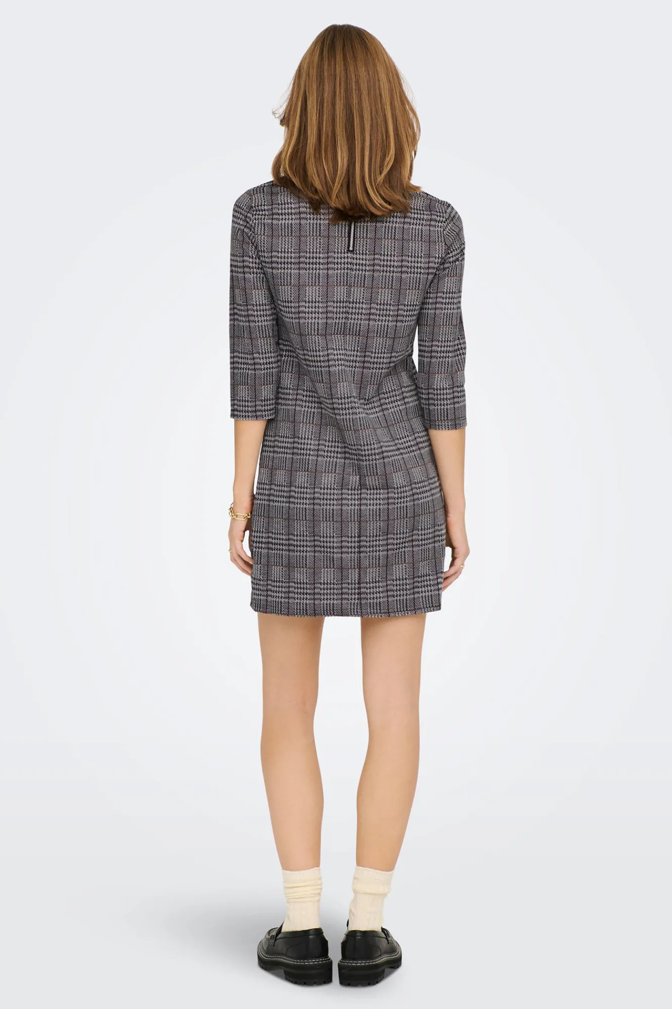 Only Vestido Corto Con Magas 3/4 Estampado Gris Hot