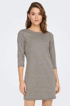Only Vestido Corto Con Magas 3/4 Marron Oscuro Best
