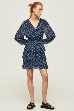 Pepe Jeans Vestido Corto Con Manga Larga. Multicolor Discount