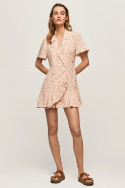 Pepe Jeans Vestido Corto Con Volante Y Solapas En El Cuello. Multicolor Clearance