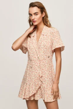 Pepe Jeans Vestido Corto Con Volante Y Solapas En El Cuello. Multicolor Clearance