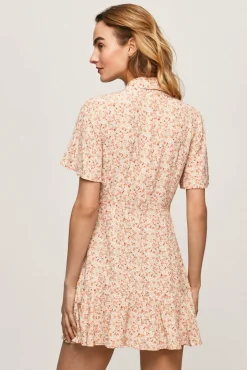 Pepe Jeans Vestido Corto Con Volante Y Solapas En El Cuello. Multicolor Clearance