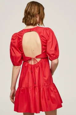 Pepe Jeans Vestido Corto Con Volumen. Rojo Sale