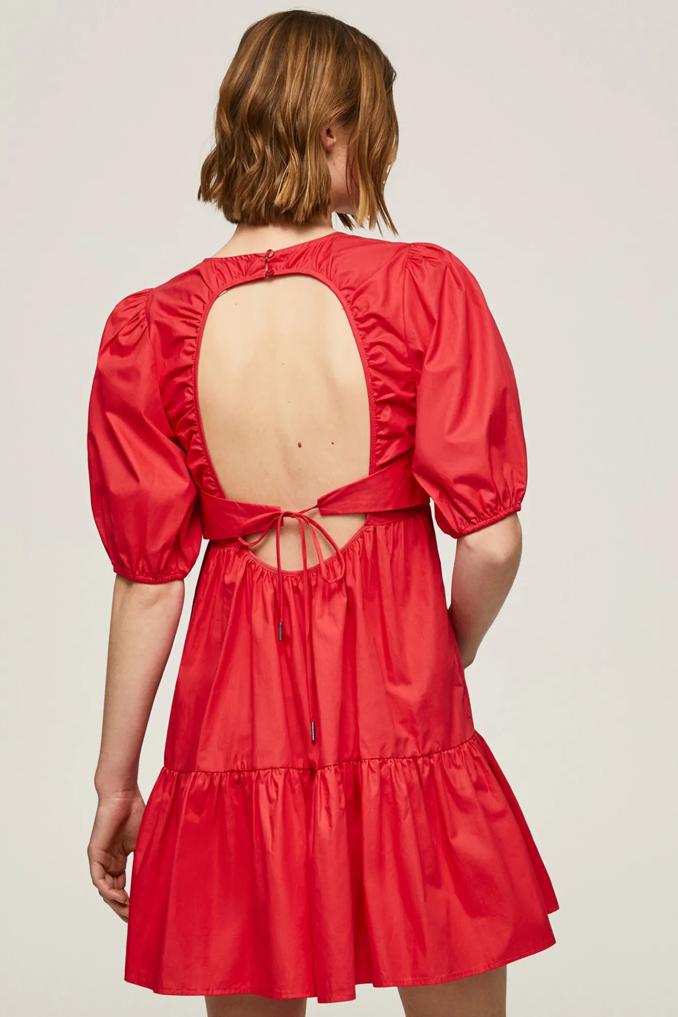 Pepe Jeans Vestido Corto Con Volumen. Rojo Sale