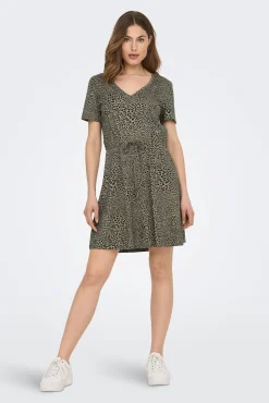 Only Vestido Corto Corte Regular Cuello En V Verde Best